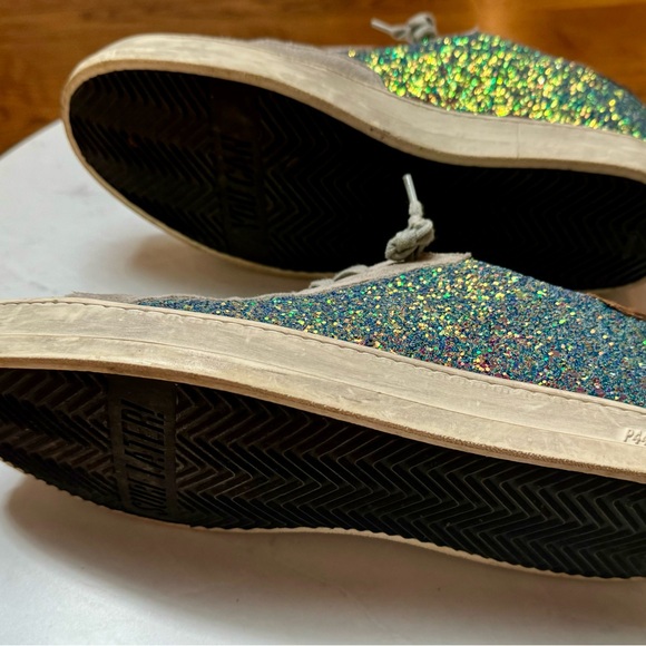 P448 Glitter Sneakers grey suede and cognac leopard print suede heel tab.Size 39 - Picture 7 of 9